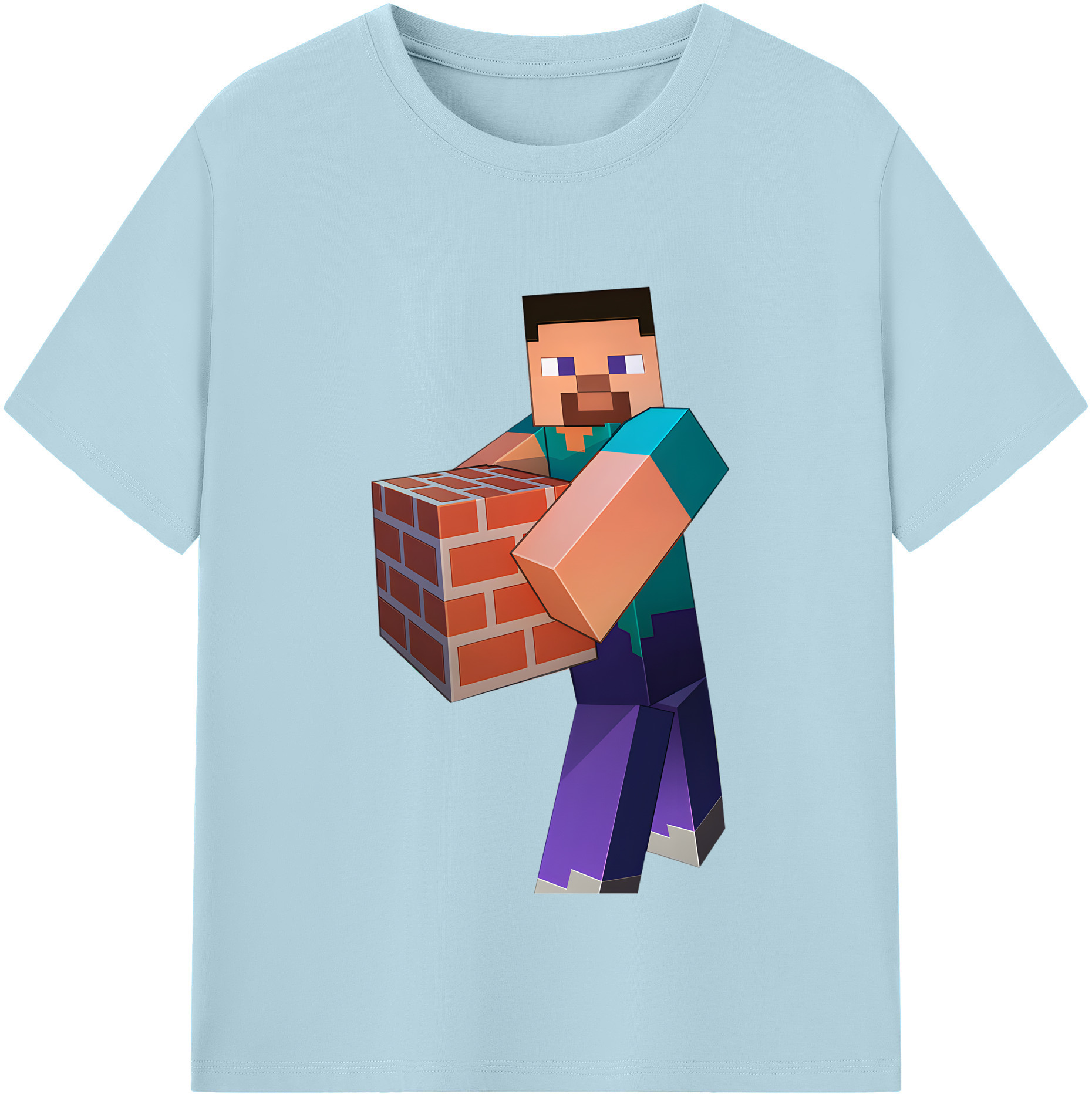 （画像用） マインクラフト ブロックの世界 Minecraft MC Block world 綿100％半袖Tシャツ（フロントプリント）